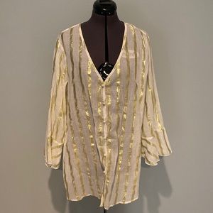 Show me your mumu gold stripe button up cover up top